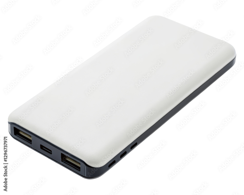 White portable power bank on a transparent background White portable power bank on a transparent background