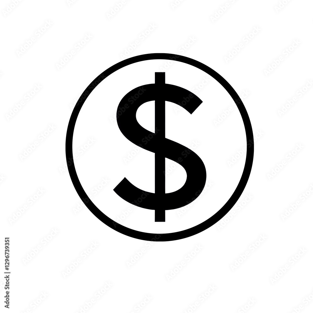black dollar sign symbol is centered within circular border, representing currency and finance. simple design is often used in financial contexts to denote money or economic transactions black dollar sign symbol is centered within circular border, representing currency and finance. simple design is often used in financial contexts to denote money or economic transactions