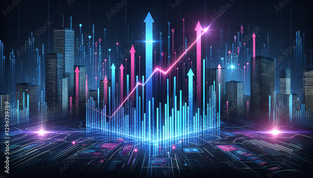 Futuristic Financial Growth and Data Analytics Concept Futuristic Financial Growth and Data Analytics Concept