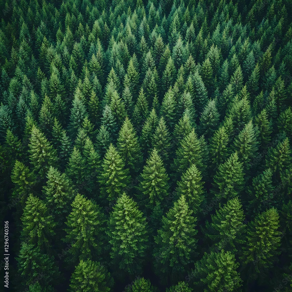 Aerial view of pine trees