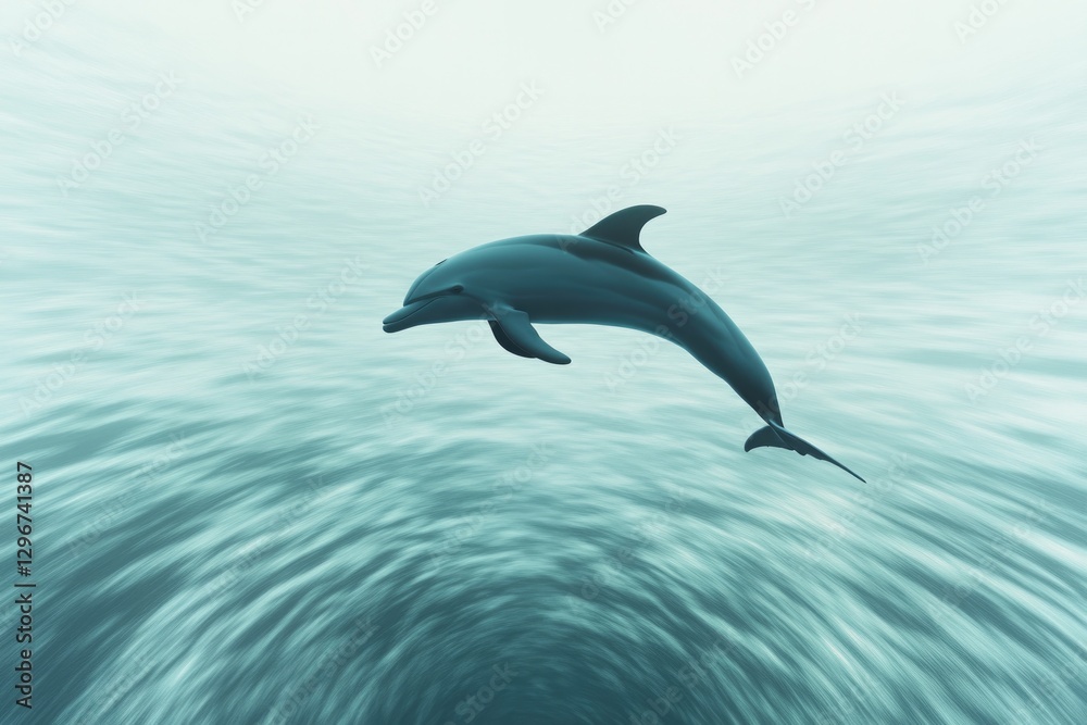 Obraz premium Dolphin gracefully leaps through tranquil waters, showcasing flu