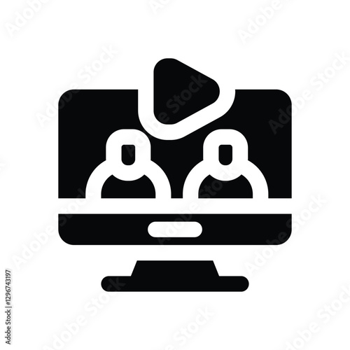 video conference glyph icon. Strong and solid vector icon for websites, mobile interfaces, presentations, and visual branding. High quality and easy to edit.