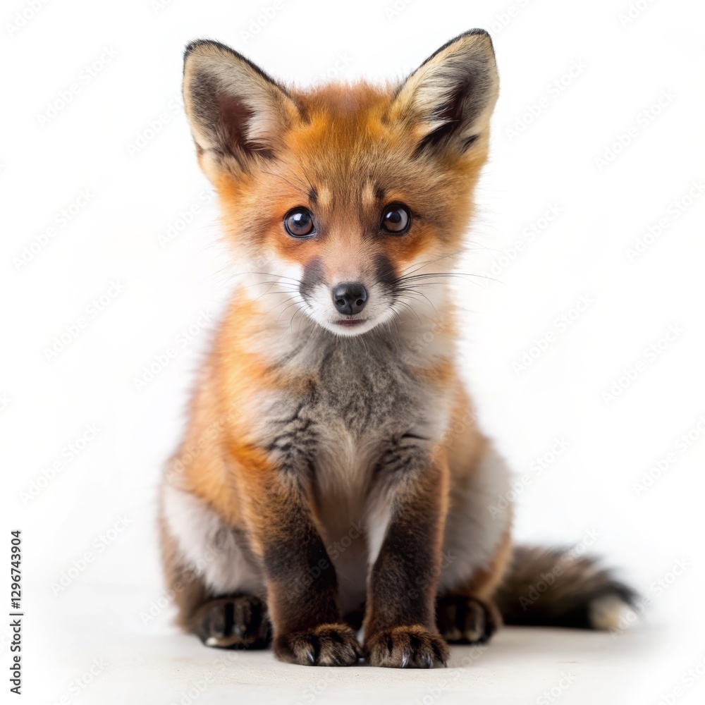 baby fox photo, white background baby fox photo, white background