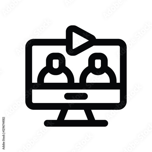 video conference line icon. Clean and minimalist vector icon for websites, mobile apps, presentations, and logos. Fully scalable and customizable for any project.
