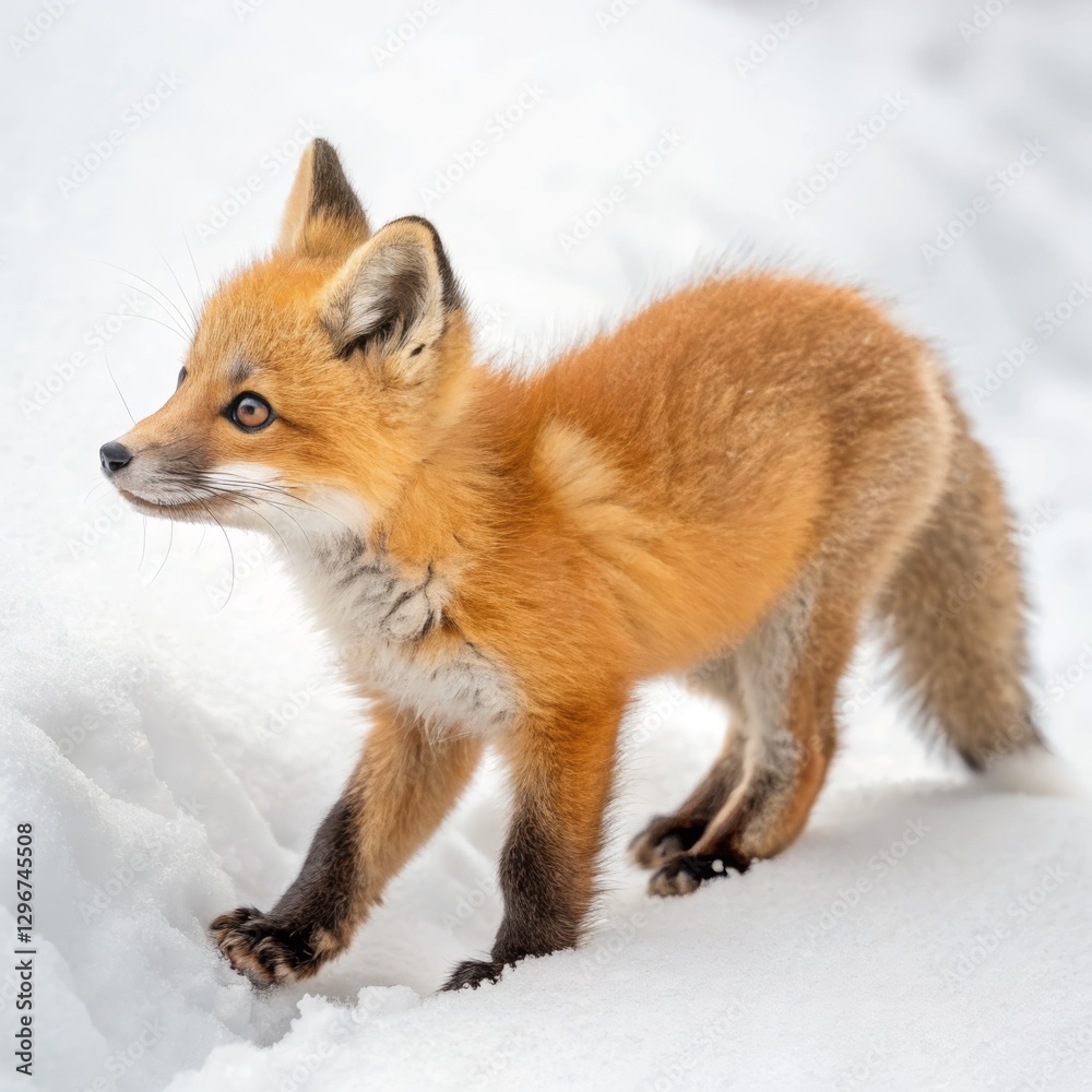 Obraz premium baby fox photo, white background