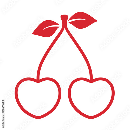 Stylized Cherries with Heart Shapes Icon. photo