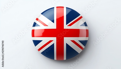 UK Flag Button, Plain Background