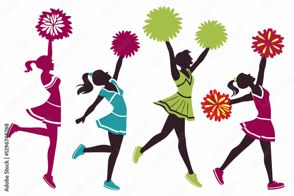 set of Cheerleader Silhouette vector illustration set of Cheerleader Silhouette vector illustration