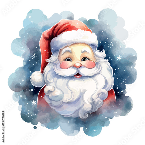 Santa Claus Illustration Vector Watercolor Clipart