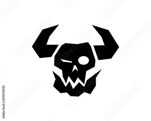 A black silhouette of an orc with a beastly skull, horns, and a fierce grin, symbolizing savage warriors, monstrous hordes, and fantasy chaos.