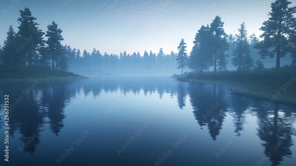 Obraz premium Serene mountain lake twilight reflections high resolution picture