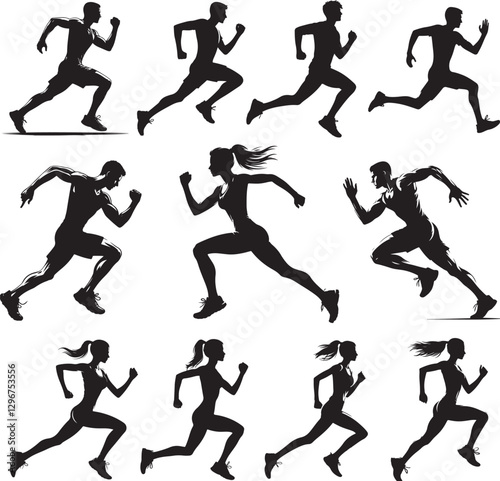 Running Silhouette Design. Run Activity Clipart.