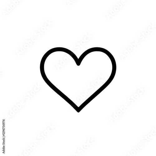 simple black and white heart icon with bold outline, symbolizing love and affection. minimalist design makes it versatile for various uses, such as digital media or print