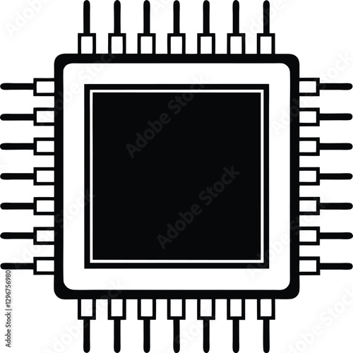 Vector Illustration of a Computer Chip