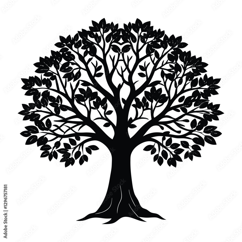 Obraz premium vector tree silhouette With White Background
