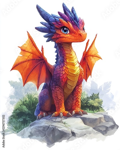 Adorable Baby Dragon Perched on a Rock