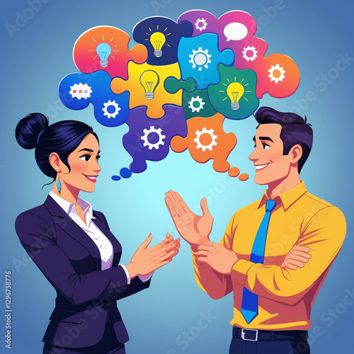 Business Communication and Collaboration Concept with Puzzle Speech Bubble