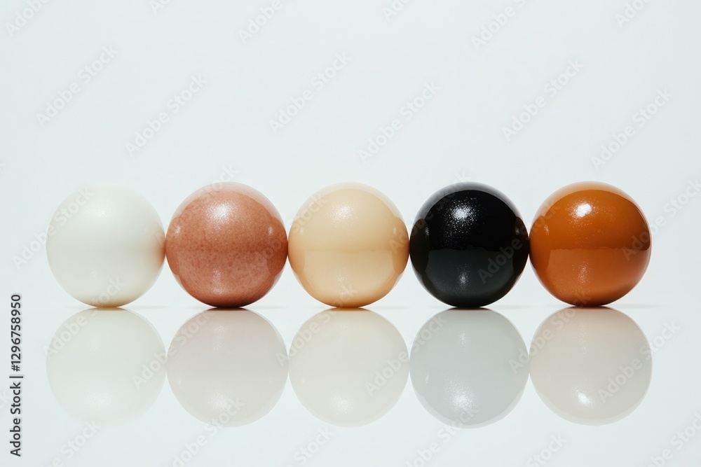 Colorful spheres arranged in line showcase diverse textures and Colorful spheres arranged in line showcase diverse textures and