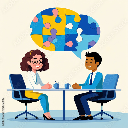 Business Communication and Collaboration Concept with Puzzle Speech Bubble