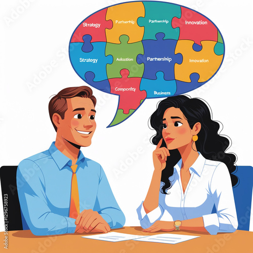 Business Communication and Collaboration Concept with Puzzle Speech Bubble