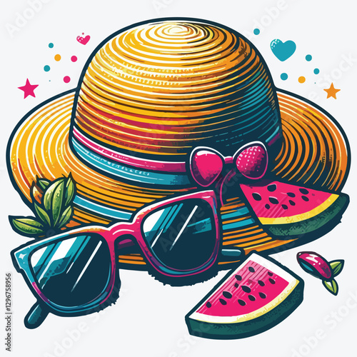 Travel illustrations stickers set. Tourism and summer vacations. Vector cartoon stickers collection.