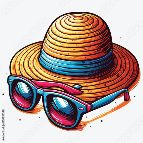 Travel illustrations stickers set. Tourism and summer vacations. Vector cartoon stickers collection.