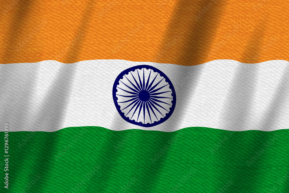 Indian flag stripes and blue chakra background