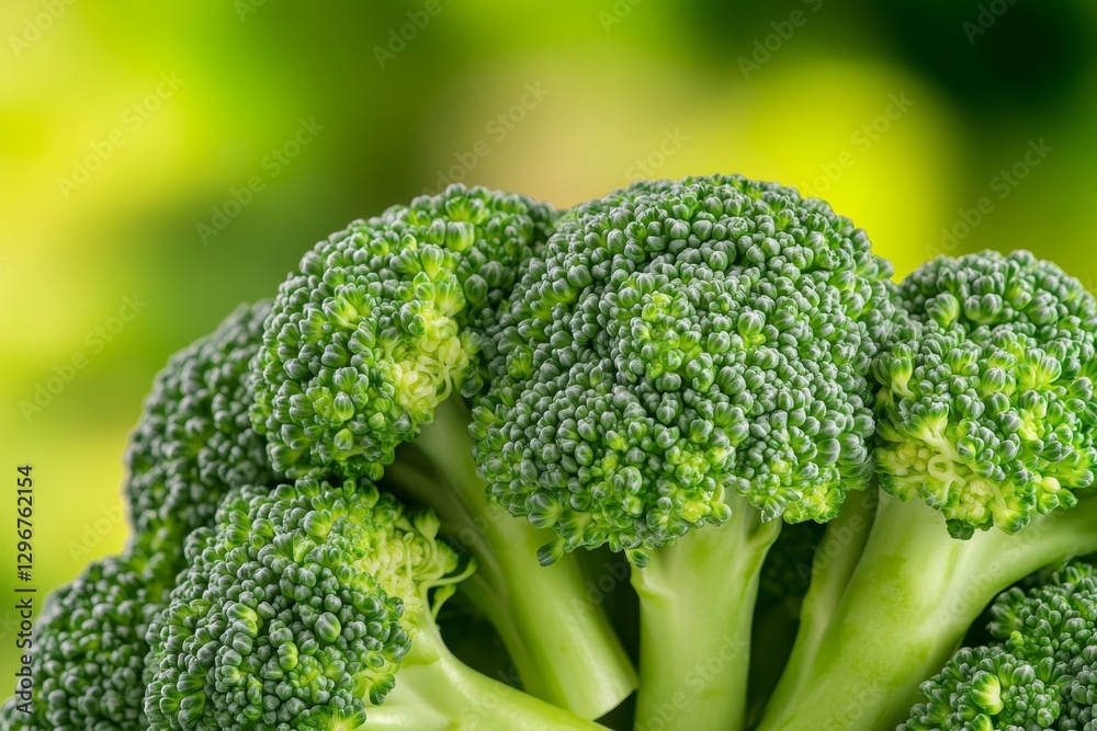 A detailed macro shot of broccoli florets showing their intricate texture A detailed macro shot of broccoli florets showing their intricate texture