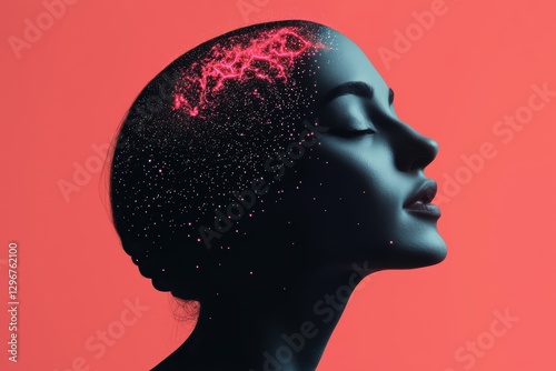 A galactic AI overseer managing reality, its neon-tinted mind expanding through infinite interstellar pathways