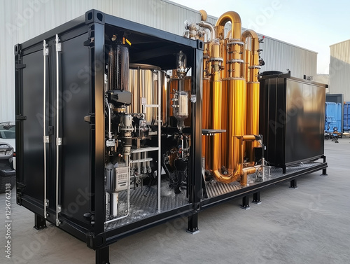Industrial water purification system utilizing advanced filtration technology in shipping container