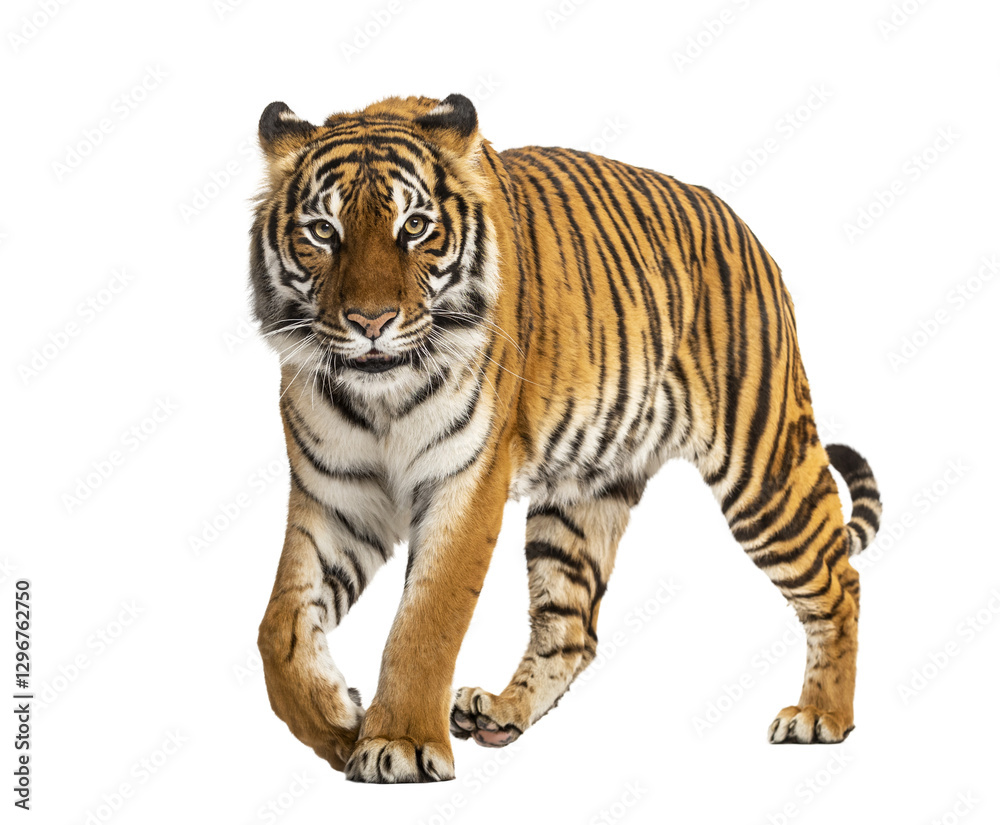 Obraz premium Studio shot of a tiger walking against a transparent background