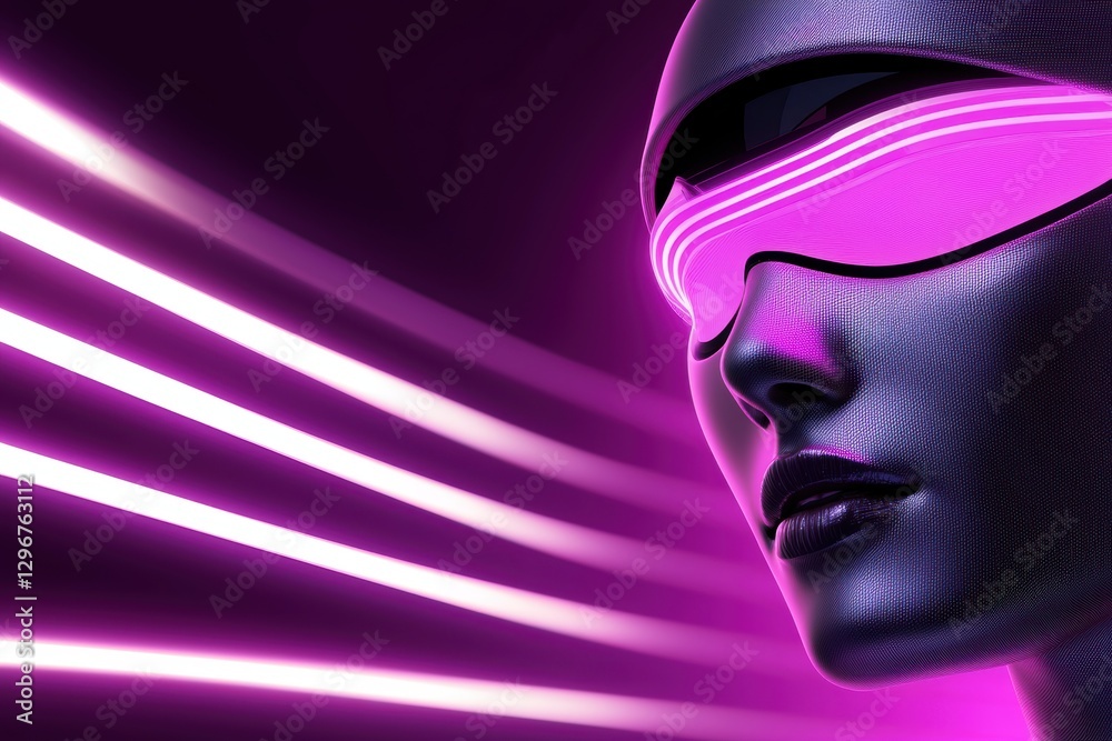 A hyper-realistic AI beauty aesthetic with neon-lit contours, holographic makeup, and sleek robotic elegance A hyper-realistic AI beauty aesthetic with neon-lit contours, holographic makeup, and sleek robotic elegance