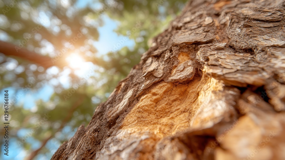 A detailed view of rich tree bark against a bright, sunlit background, highlighting the textures and colors of nature, inviting exploration and appreciation of the natural world. A detailed view of rich tree bark against a bright, sunlit background, highlighting the textures and colors of nature, inviting exploration and appreciation of the natural world.