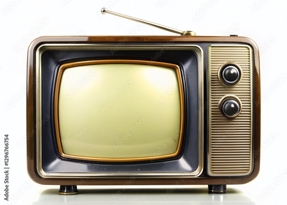 Retro Portable TV Silhouette, Blank Screen, White Background - Stock Photo Retro Portable TV Silhouette, Blank Screen, White Background - Stock Photo