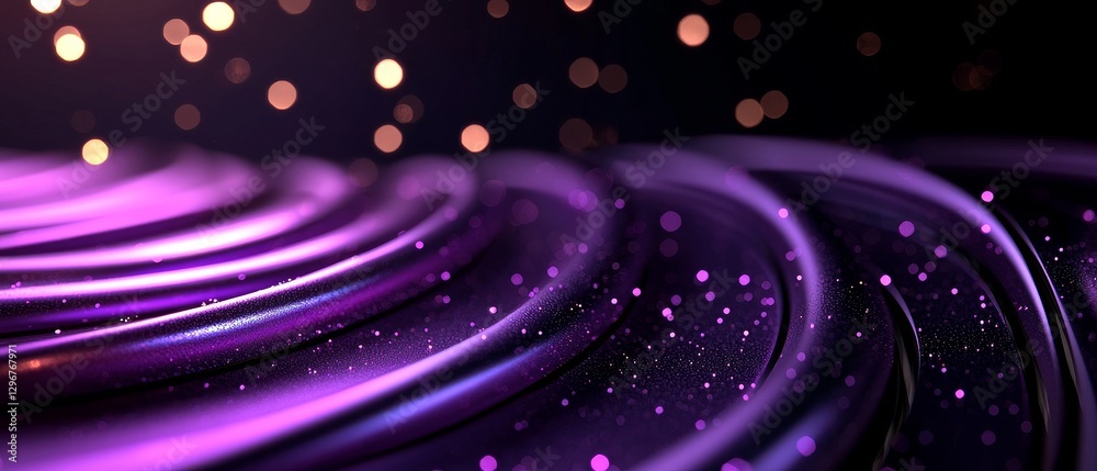 Obraz premium Abstract Purple Swirling Galaxy Design with Glittering Lights