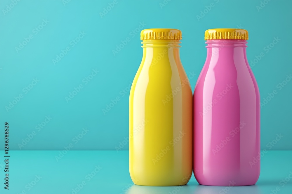 A high-quality 3D illustration of a milk bottle with a sleek modern design A high-quality 3D illustration of a milk bottle with a sleek modern design