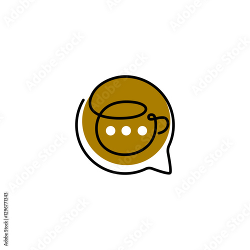 coffee chat logo in linear outline design style