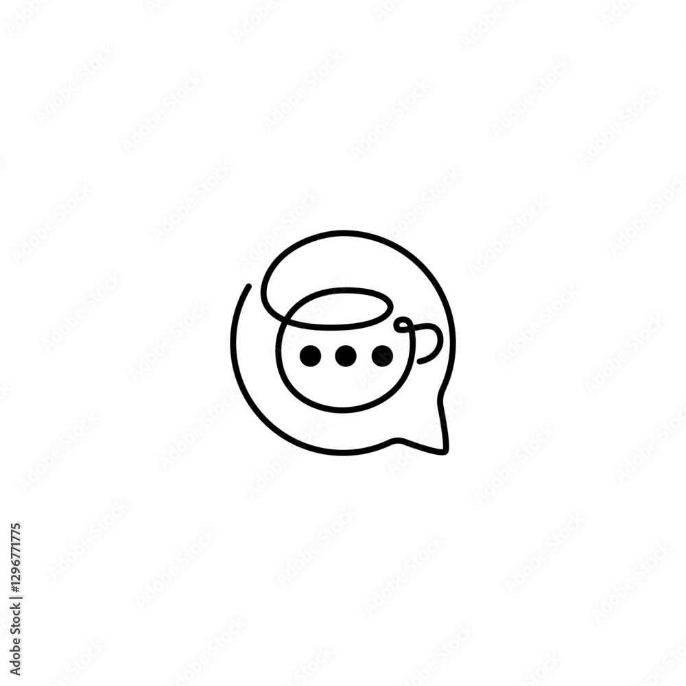 Obraz premium coffee chat logo in a continuous line linear design style