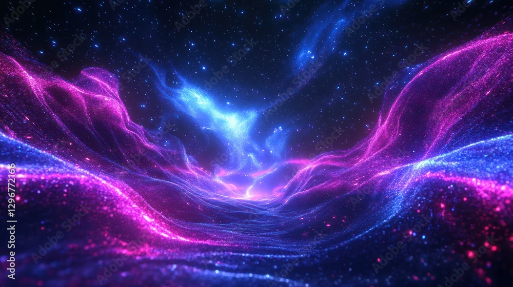 Fototapeta premium Abstract cosmic nebula, swirling energy, vibrant colors, digital art, background design