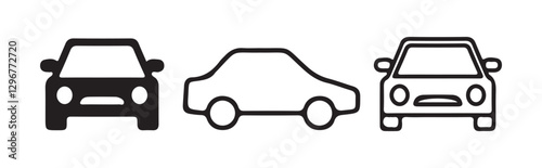 Car icon set. Automobile and car dealer editable stroke outline icon. Vector illustration eps 10