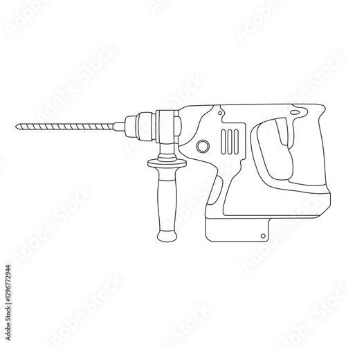 Hand drawn kids drawing vector illustration hammer drill cartoon isolated