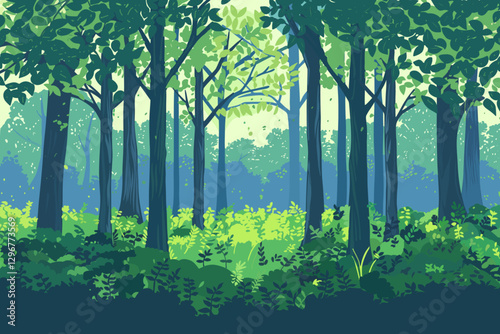 Beautiful Forest. Beautiful spring and summer landscape. Summer day in nature. Sunny day in forest