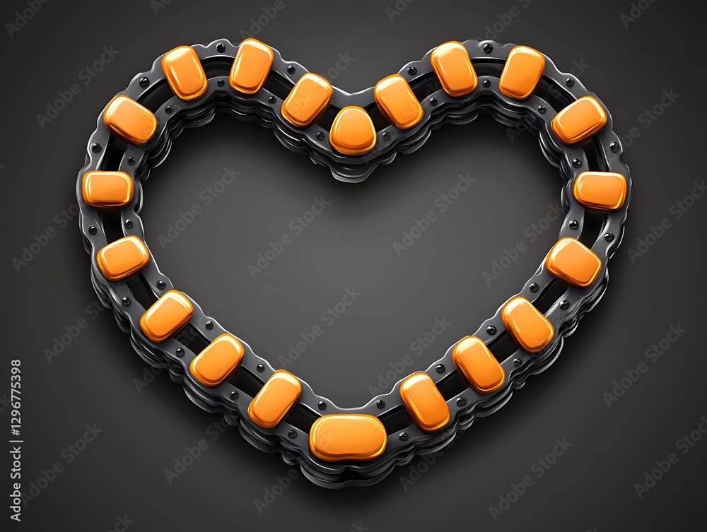 Orange chain heart, dark background Orange chain heart, dark background