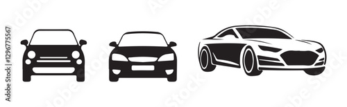 Car icon set. Automobile and car dealer editable stroke outline icon. Vector illustration eps 10