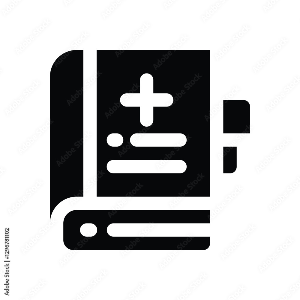 medical book glyph icon. Strong and solid vector icon for websites, mobile interfaces, presentations, and visual branding. High quality and easy to edit. medical book glyph icon. Strong and solid vector icon for websites, mobile interfaces, presentations, and visual branding. High quality and easy to edit.