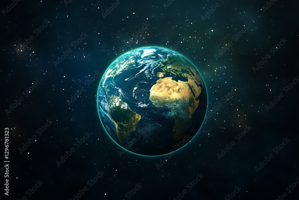 Obraz premium Stunning Planet Earth Space Background Image High Resolution Detailed View of Earth Globe Rotating in Dark Universe with Stars Amazing Detailed