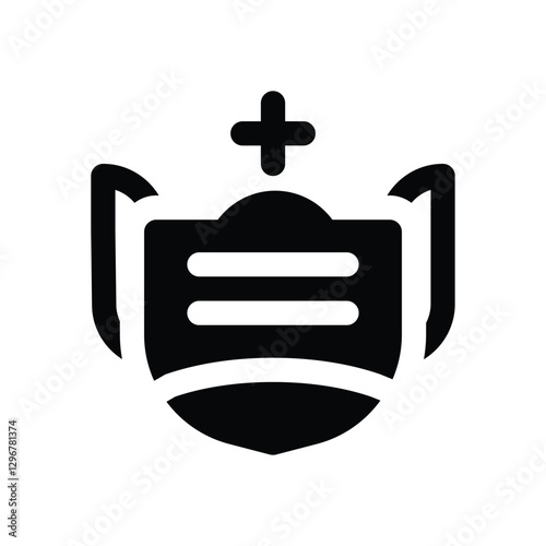 medical mask glyph icon. Strong and solid vector icon for websites, mobile interfaces, presentations, and visual branding. High quality and easy to edit.