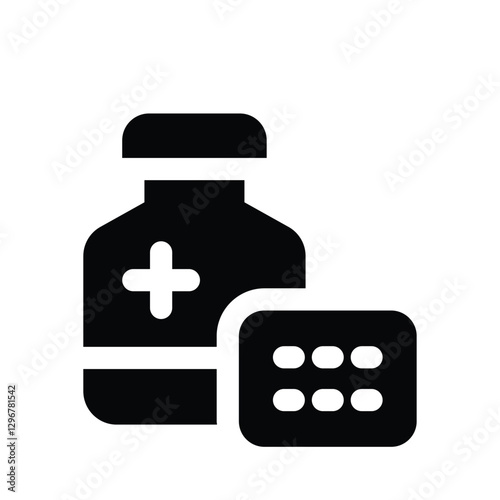 medicine glyph icon. Strong and solid vector icon for websites, mobile interfaces, presentations, and visual branding. High quality and easy to edit.
