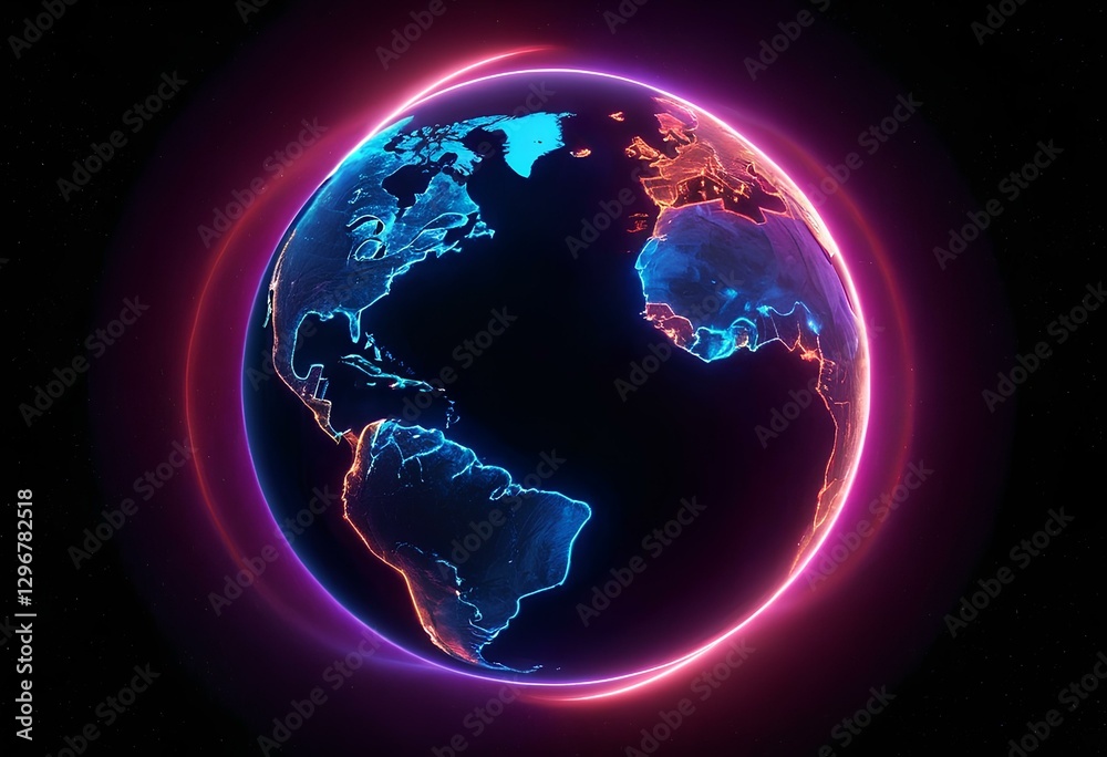 Fototapeta premium Neon Earth Globe