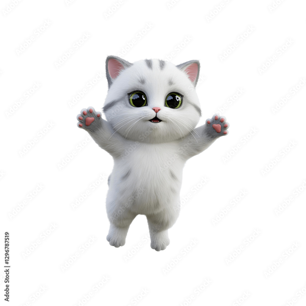 Fototapeta premium cute white cat. 3D element for composition